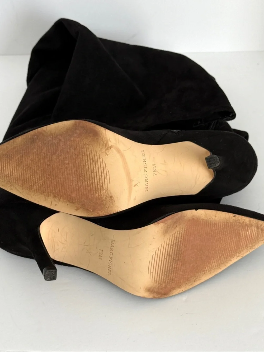 Marc Fisher Black Over-the-Knee Pointed-Toe Stiletto Boots Size 7.5M